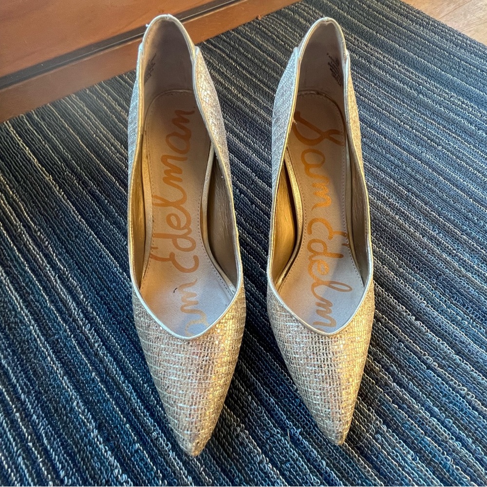 Sam Edelman Orella Gold Pumps, Leather Sole